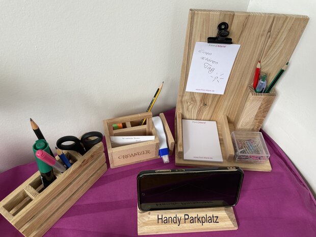 Palettenstifte Halter, Beispielfoto Büroartikel aus Holz