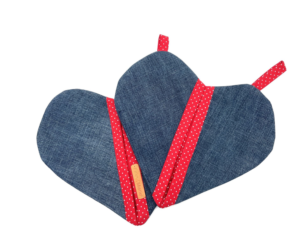 Jeans-Topflappen-Set: Ein Herz für Köche!